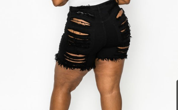 Plush size Distressed Shorts