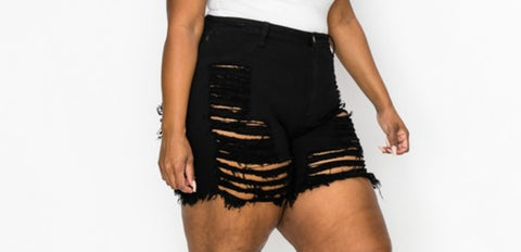 Plush size Distressed Shorts