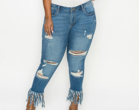 Curvy Fringe Jeans